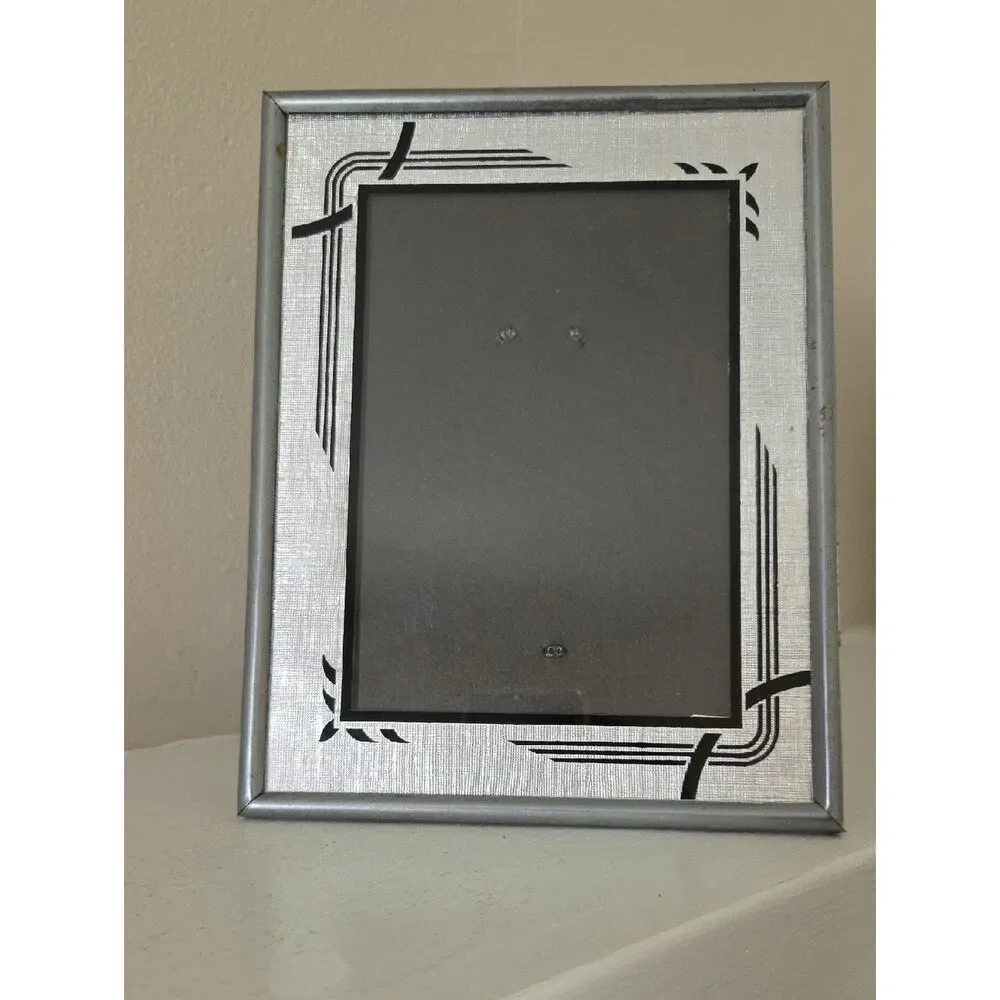 Silver Decorative Photo Frame with Black Accents
